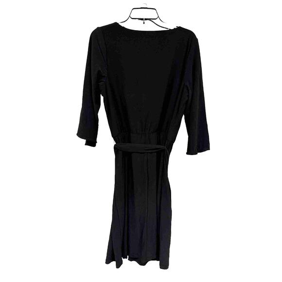 NWT Sz 1X MSK Black Jersey Dress. Metal Accent Belt. Split Tulip Sleeves. - Picture 2 of 6